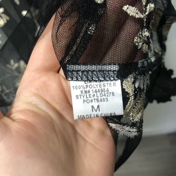 (219) Black Sheer Floral Mini Dress - Picture 12 of 16